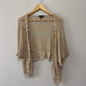 Cottagecore Fairycore Whimsical Boho Beige Crochet Cardigan